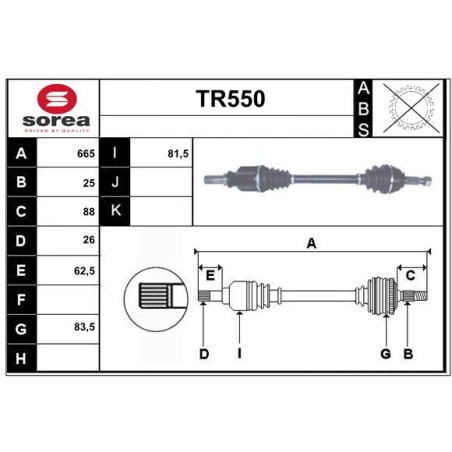 Cardan Arbre de Transmission avant Gauche Pour Renault 7711497229 8200330413