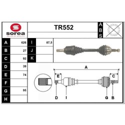 Cardan Arbre de Transmission avant Gauche Pour Renault 8200383707