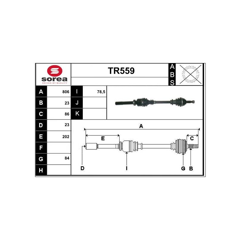 Cardan Arbre de Transmission Avant Droit Pour Renault Megane II 8200267041