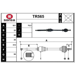 Cardan Arbre de Transmission Avant Droit Pour Renault Fluence 391009002R