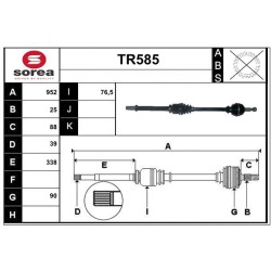 Cardan Arbre de Transmission Pour Renault Megane CC III 391001339R 8200725511