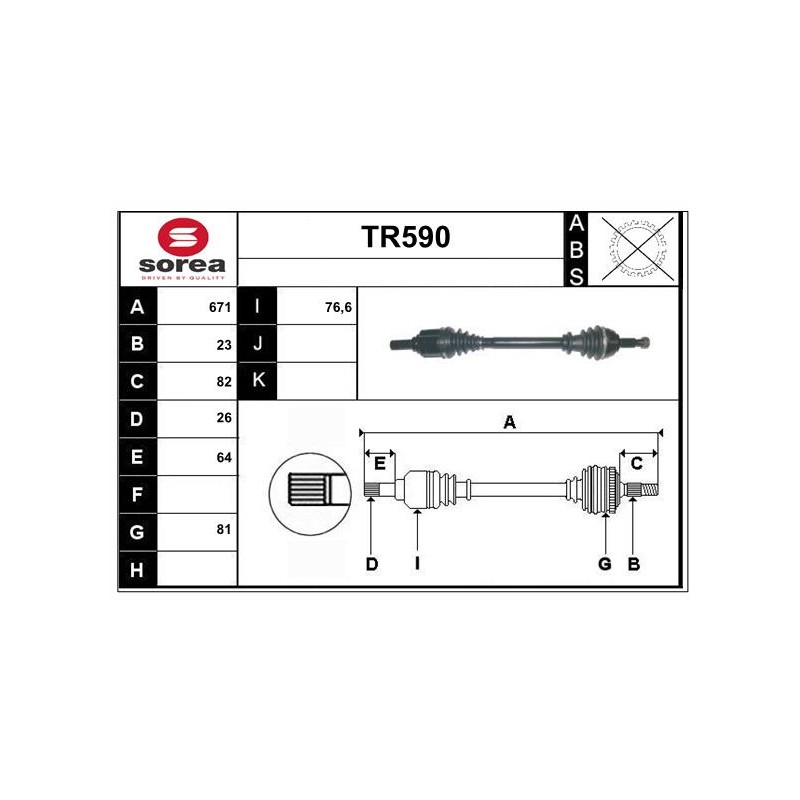 Cardan Arbre de Transmission avant Gauche Pour Renault Kangoo 8200661557