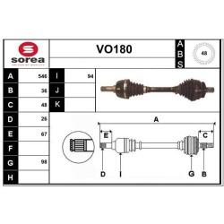 Cardan Arbre de Transmission avant Gauche Pour Volvo S60 I V70 II 36000519