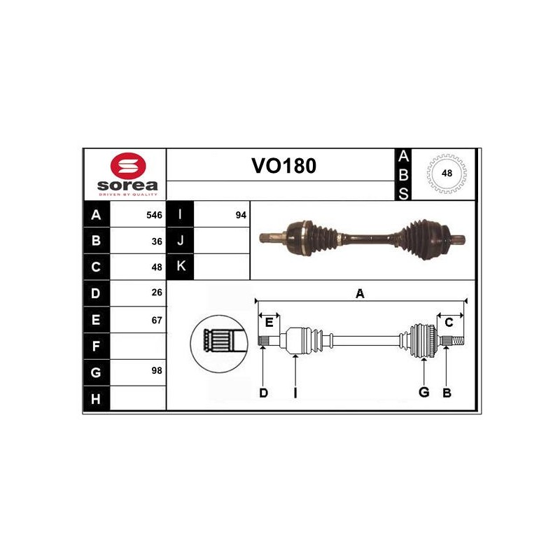 Cardan Arbre de Transmission avant Gauche Pour Volvo S60 I V70 II 36000519