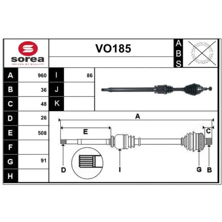 Cardan Arbre de Transmission Avant Droit Pour Volvo C30 C70 II S40 V50 36000555
