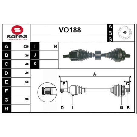 Cardan Arbre de Transmission Pour Volvo S60 I S80 V70 II 36000521 8252037