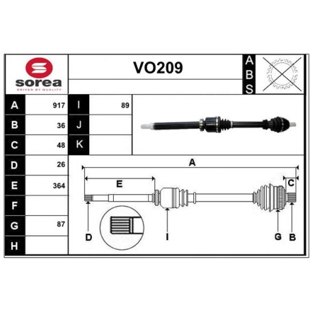 Cardan Arbre de Transmission Pour Volvo C30 S40 II V50 31367019 36001450