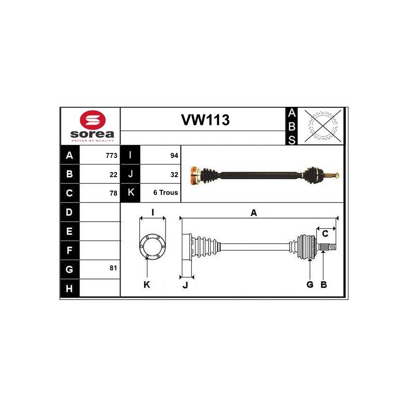 Cardan Arbre de Transmission Avant Droit Pour VW Caddy II Golf I Jetta Polo Seat