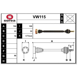 Cardan Arbre de Transmission Avant Droit Pour VW Caddy II Corrado Golf Jetta