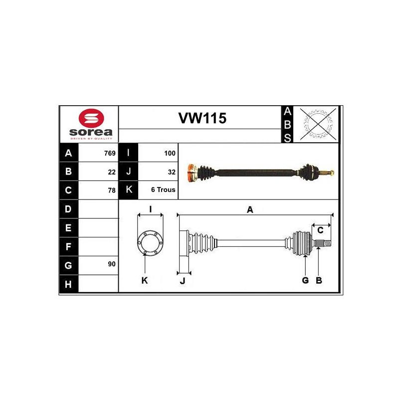 Cardan Arbre de Transmission Avant Droit Pour VW Caddy II Corrado Golf Jetta