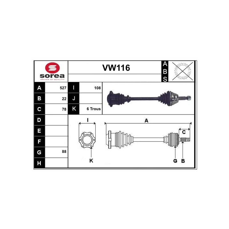 Cardan Arbre de Transmission avant Gauche Pour VW Lupo Polo Seat Arosa