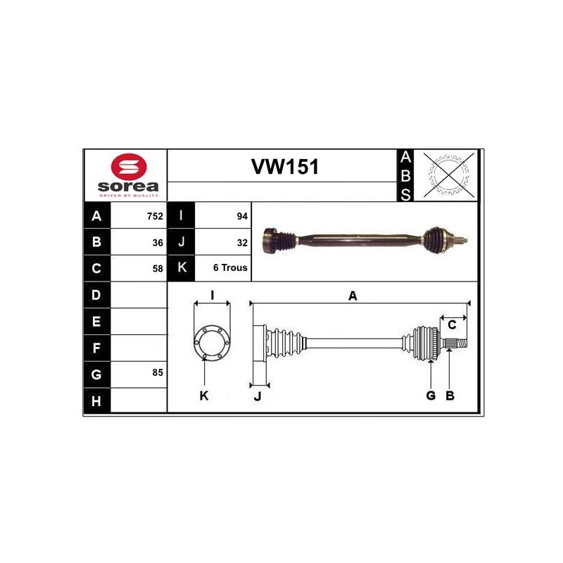 Cardan Arbre de Transmission Avant Droit Pour VW Seat Skoda Fabia I 6Q0407272DR