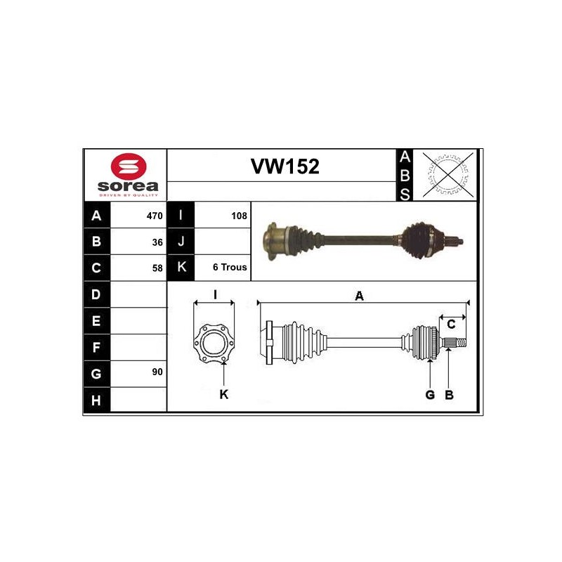 Cardan Arbre de Transmission avant Gauche Pour VW Seat Skoda Fabia I 6Q0407451KX