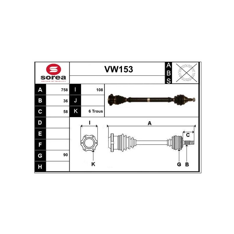 Cardan Arbre de Transmission Avant Droit Pour VW Seat Skoda Fabia I 6Q0407272DH