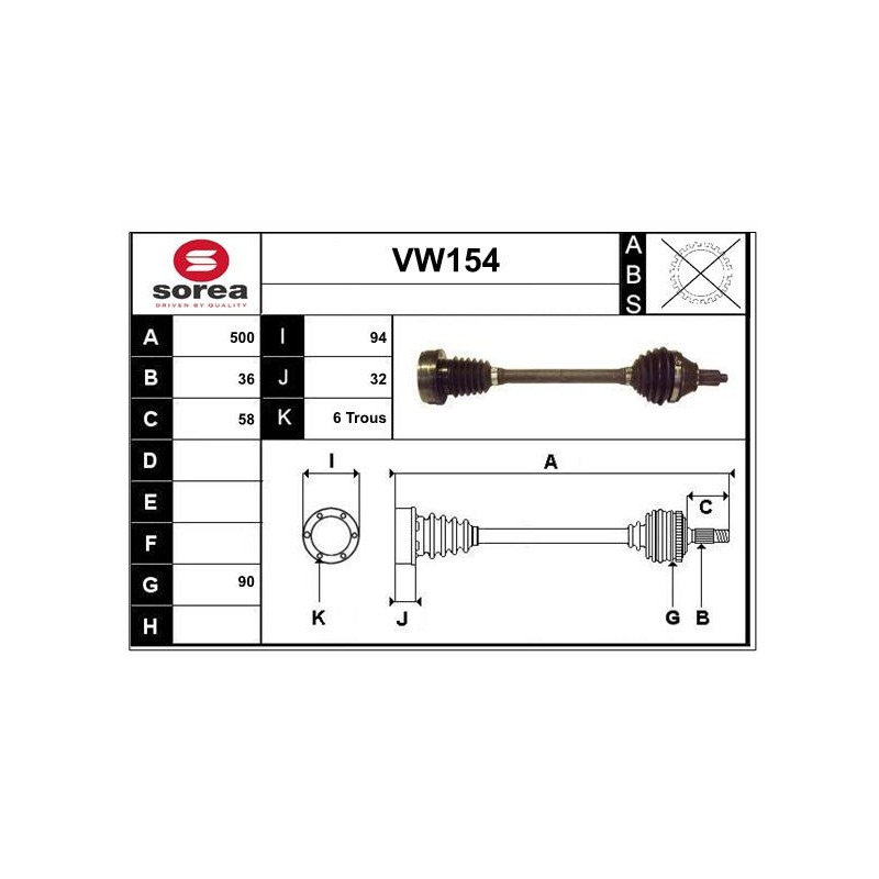 Cardan Arbre de Transmission avant Gauche Pour VW FOX Polo Seat Skoda 1.4 TDI