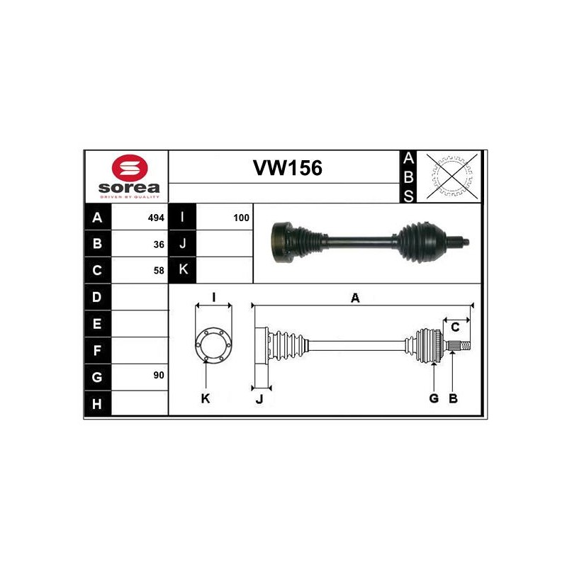 Cardan Arbre de Transmission avant Gauche Pour VW Audi Seat Skoda 6R0407761AX