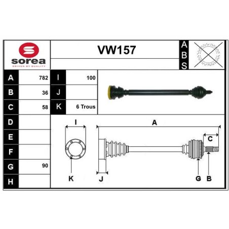 Cardan Arbre de Transmission Avant Droit Pour VW Audi Seat Skoda 6R0407762AX