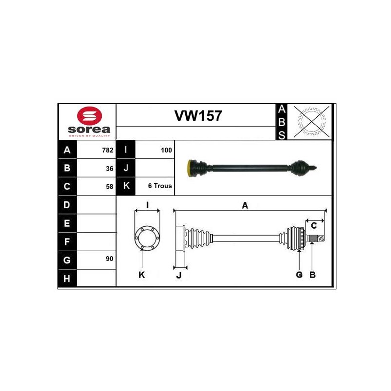 Cardan Arbre de Transmission Avant Droit Pour VW Audi Seat Skoda 6R0407762AX