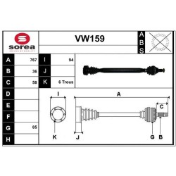Cardan Arbre de Transmission Avant Droit Pour VW Seat Skoda 6R0407762X 6R0407762
