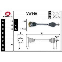 Cardan Arbre de Transmission avant Gauche Pour VW Audi Seat Skoda 6R0407761K