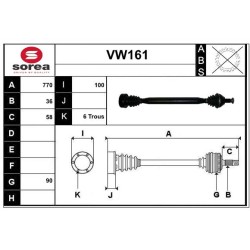 Cardan Arbre de Transmission Avant Droit Pour VW Audi Seat Skoda 6Q0407272EA