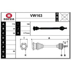 Cardan Arbre de Transmission Avant Droit Pour Seat Ibiza IV 6R0407764P