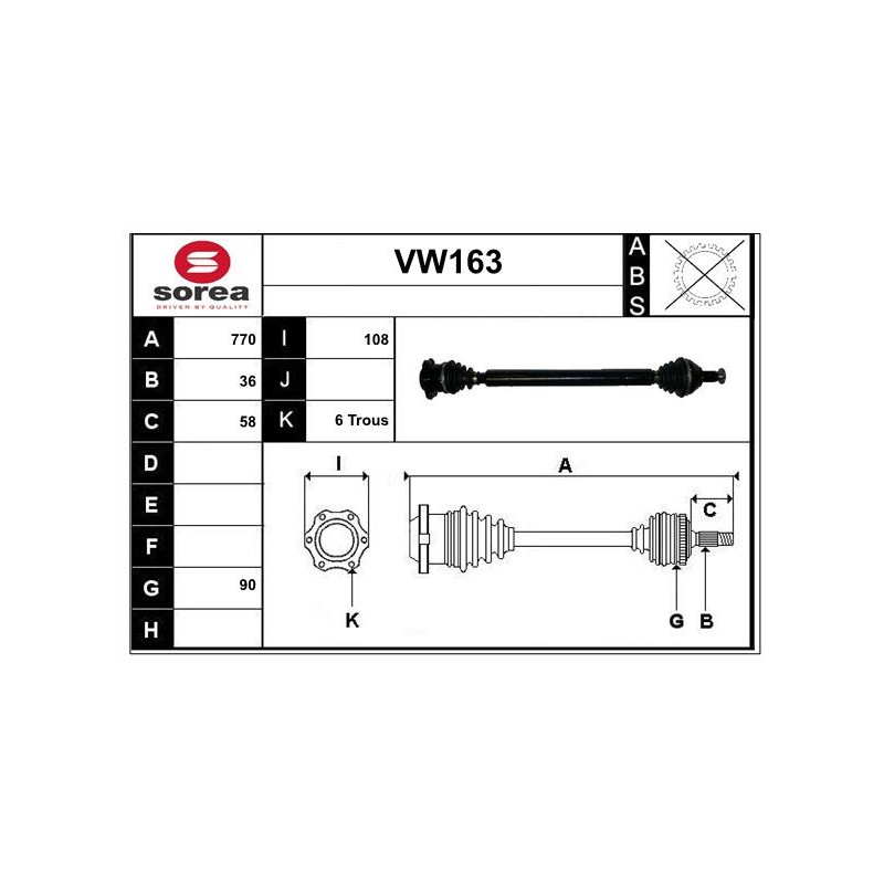 Cardan Arbre de Transmission Avant Droit Pour Seat Ibiza IV 6R0407764P