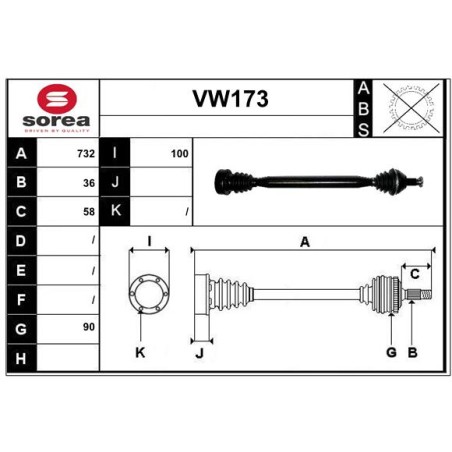 Cardan Arbre de Transmission Pour VW Polo Audi Seat Skoda 6C0407272C 6C0407272G