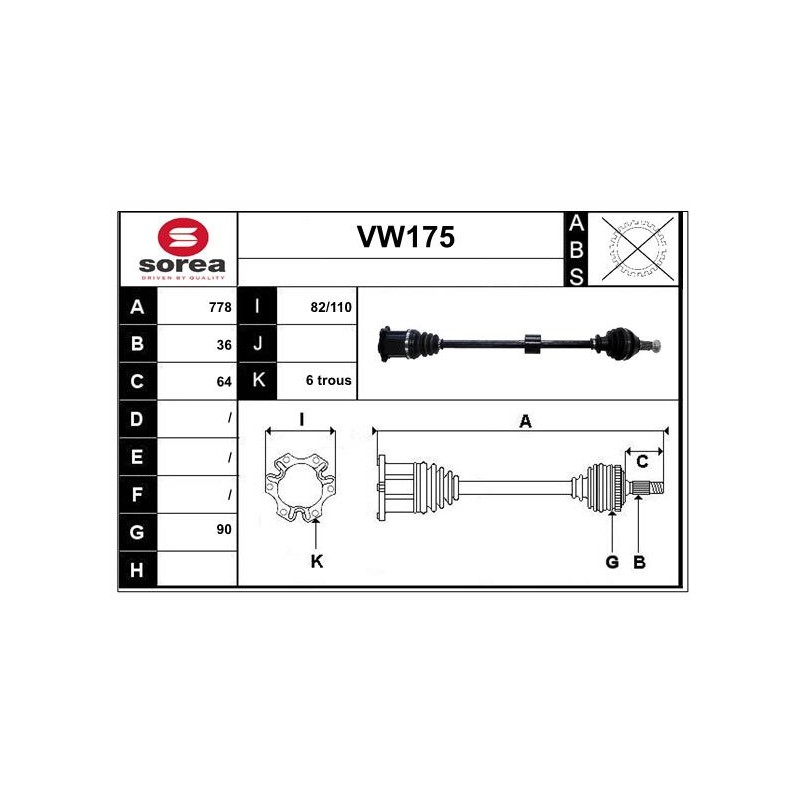 Cardan Arbre de Transmission Pour VW Audi Seat Ibiza V 2Q0407272CB 2Q0407452GX