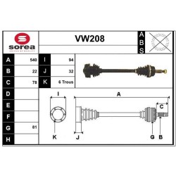 Cardan Arbre de Transmission avant Gauche Pour VW Caddy Golf I Jetta 171407271S