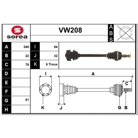Cardan Arbre de Transmission avant Gauche Pour VW Caddy Golf I Jetta 171407271S