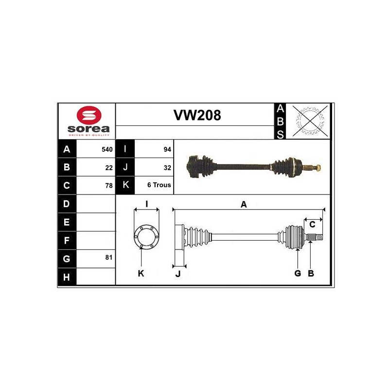 Cardan Arbre de Transmission avant Gauche Pour VW Caddy Golf I Jetta 171407271S