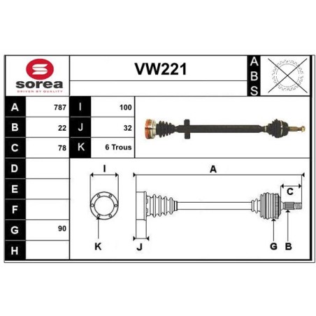 Cardan Arbre de Transmission Avant Droit Pour VW Golf III IV Passat 357407272FX