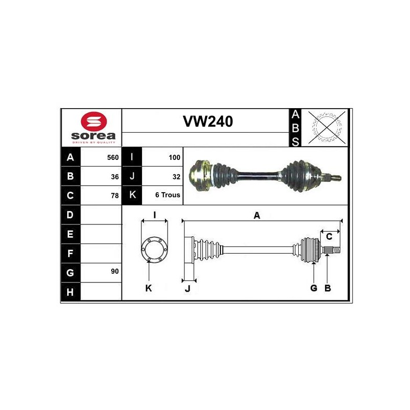Cardan Arbre de Transmission avant Gauche Pour VW Audi Seat Skoda 1J0407271QF