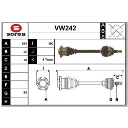 Cardan Arbre de Transmission avant Gauche Pour VW Bora Golf IV Seat Leon
