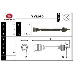 Cardan Arbre de Transmission Avant Droit Pour VW Bora Golf IV Seat Leon