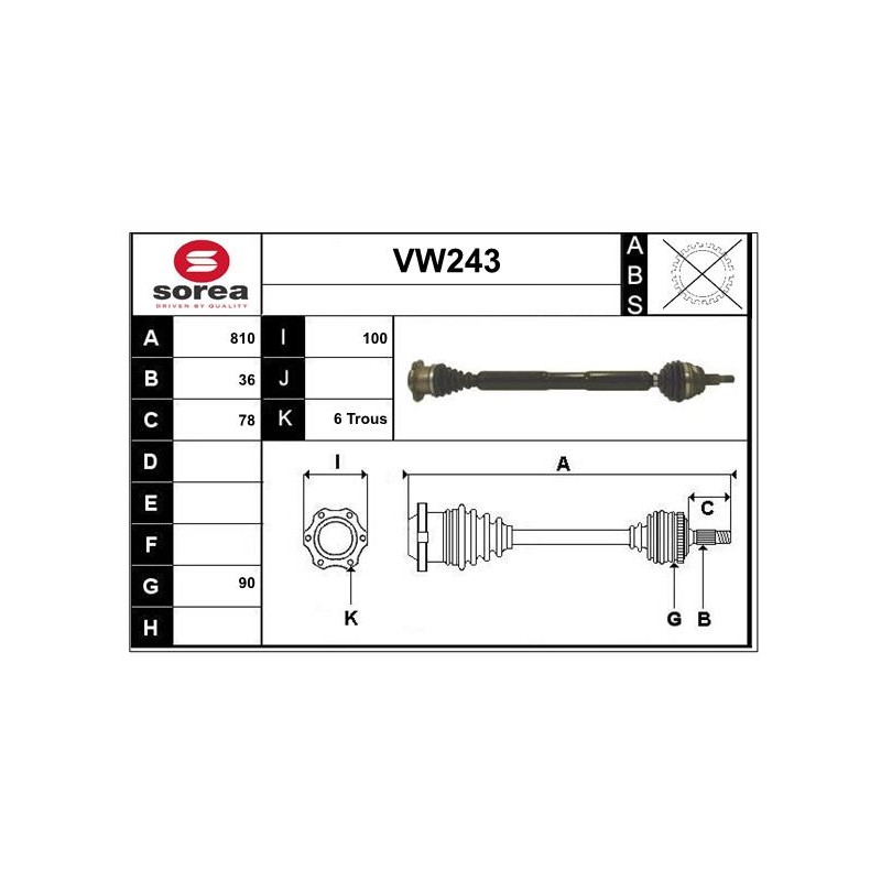 Cardan Arbre de Transmission Avant Droit Pour VW Bora Golf IV Seat Leon