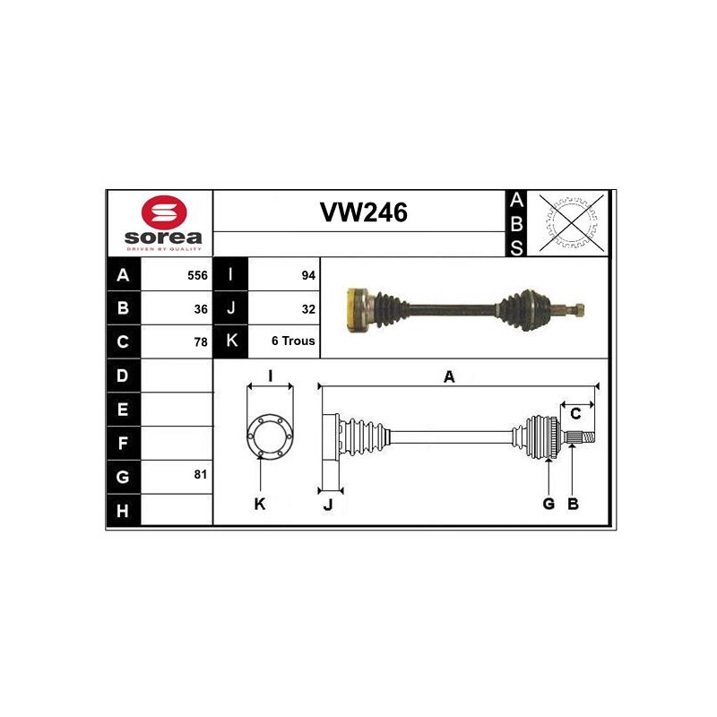 Cardan Arbre de Transmission avant Gauche Pour VW Audi Seat Skoda 1J0407451X