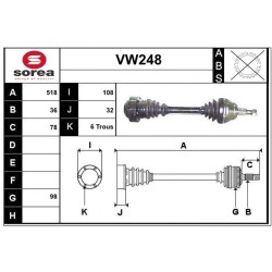 Cardan Arbre de Transmission avant Gauche Pour VW Audi Seat Skoda 1J0407271LN