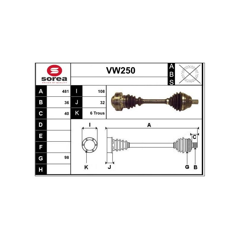 Cardan Arbre de Transmission avant Gauche Pour VW Golf IV New Beetle Audi TT