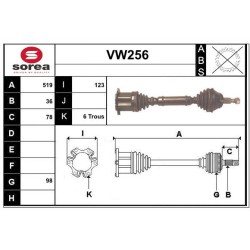 Cardan Arbre de Transmission avant Gauche Pour VW Bora Golf IV Audi A3