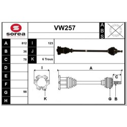 Cardan Arbre de Transmission Avant Droit Pour VW Bora Golf IV Audi A3