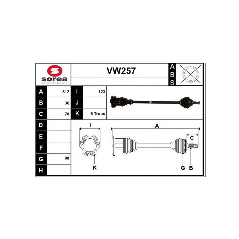 Cardan Arbre de Transmission Avant Droit Pour VW Bora Golf IV Audi A3