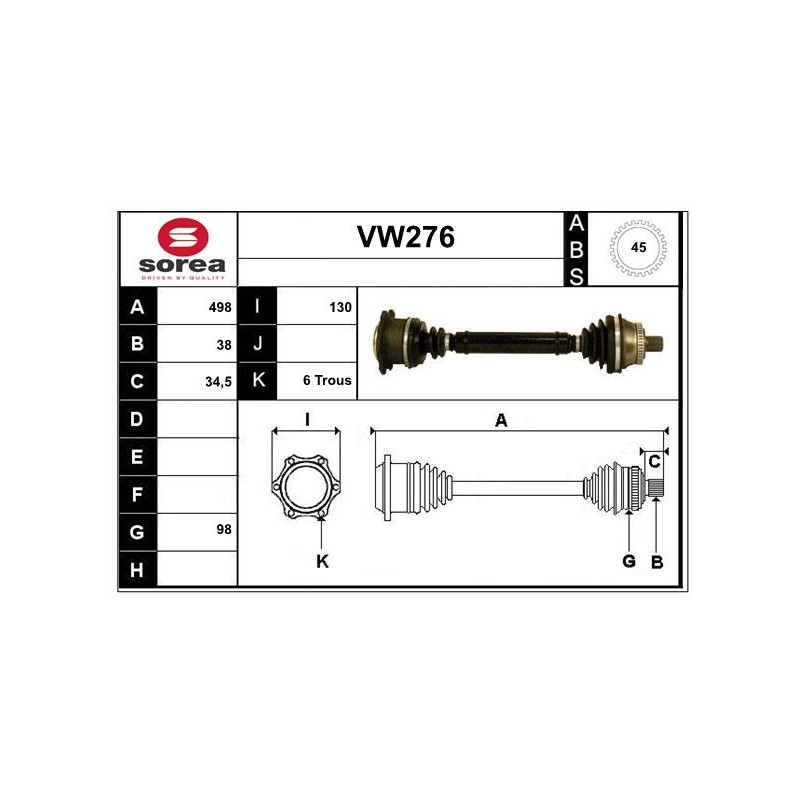 Cardan Arbre de Transmission Avant Droit Pour VW Passat Audi A4 8D0407452RX
