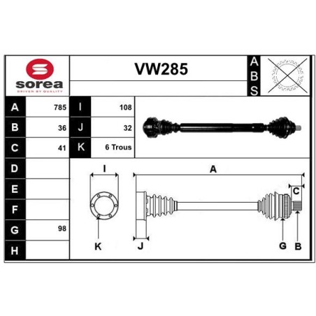 Cardan Arbre de Transmission Pour VW EOS Seat Skoda 5Q0407762FX 1K0407272TN
