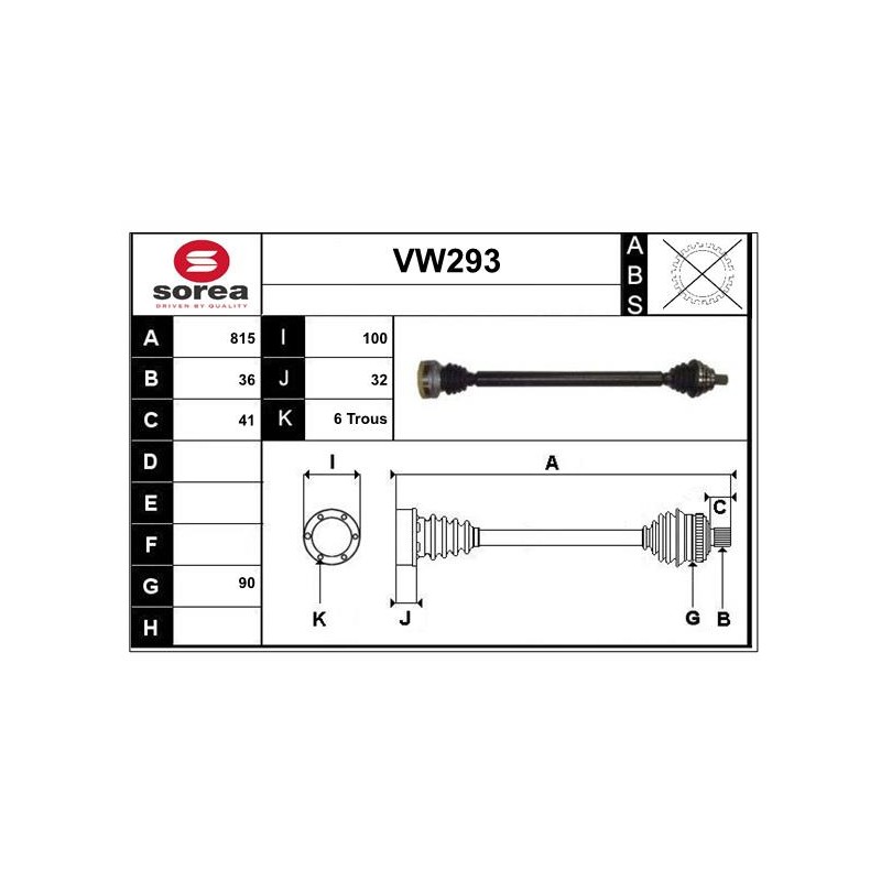 Cardan Arbre de Transmission Avant Droit Pour VW Audi Seat Skoda 1K0407456CX
