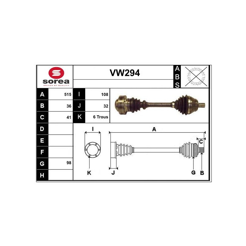 Cardan Arbre de Transmission avant Gauche Pour VW Caddy Seat Skoda 3Q0407271AL