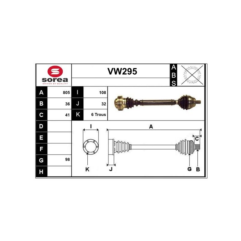 Cardan Arbre de Transmission Avant Droit Pour VW Caddy Audi Q3 Skoda 3Q0407762LX