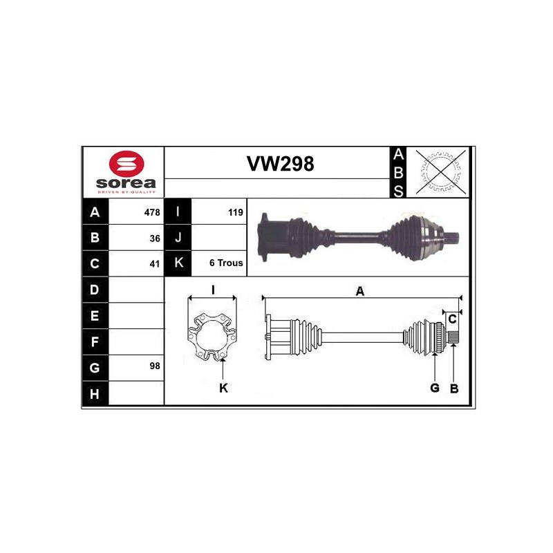 Cardan Arbre de Transmission avant Gauche Pour VW Audi Seat Skoda 5Q0407271L