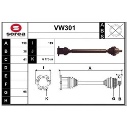 Cardan Arbre de Transmission Avant Droit Pour VW Audi Seat Skoda 5Q0407762AX